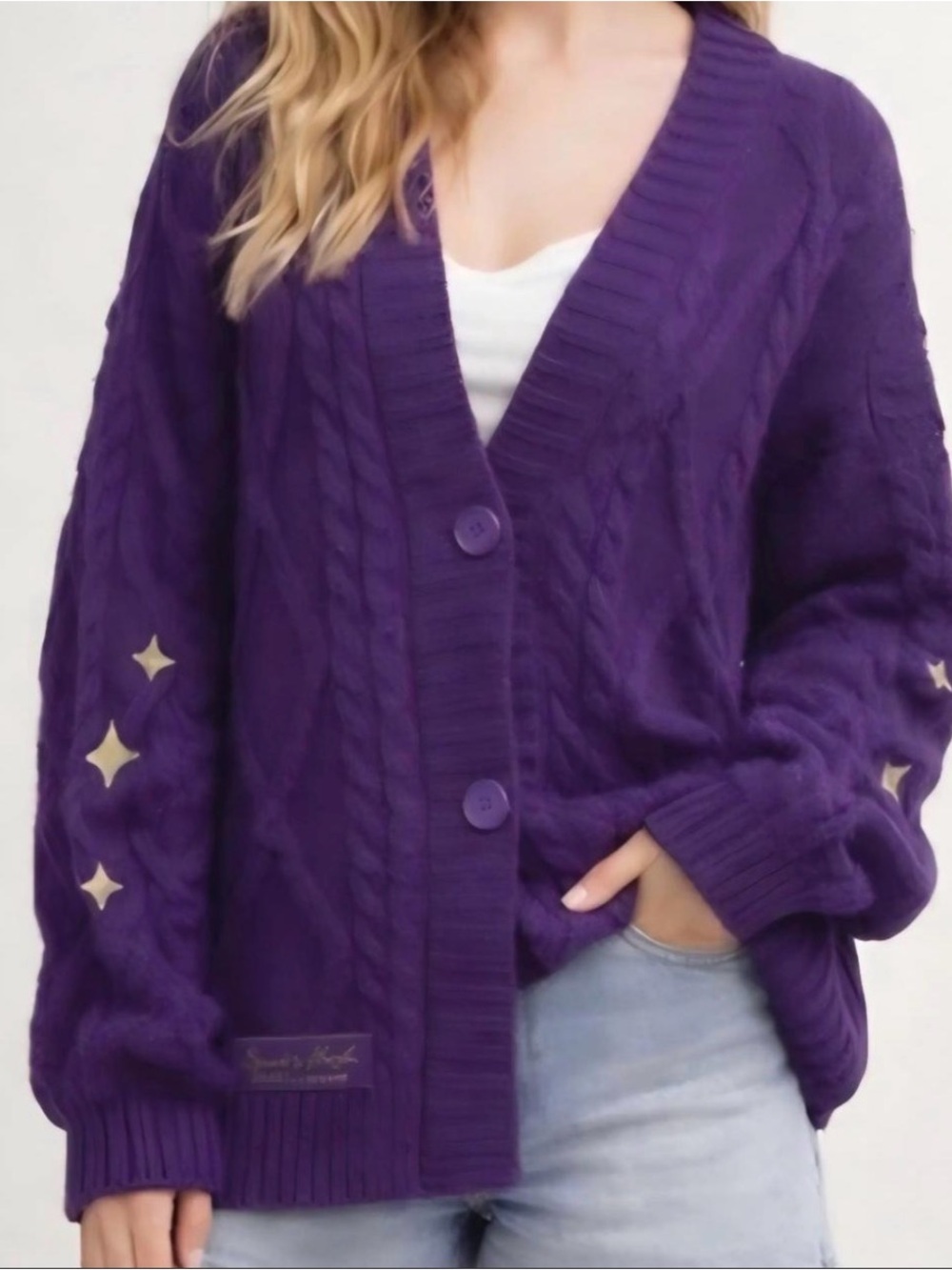 Taylor Swift Speak Now Cardigan Size XL 2X Purple Stars Sweater Taylors Version
